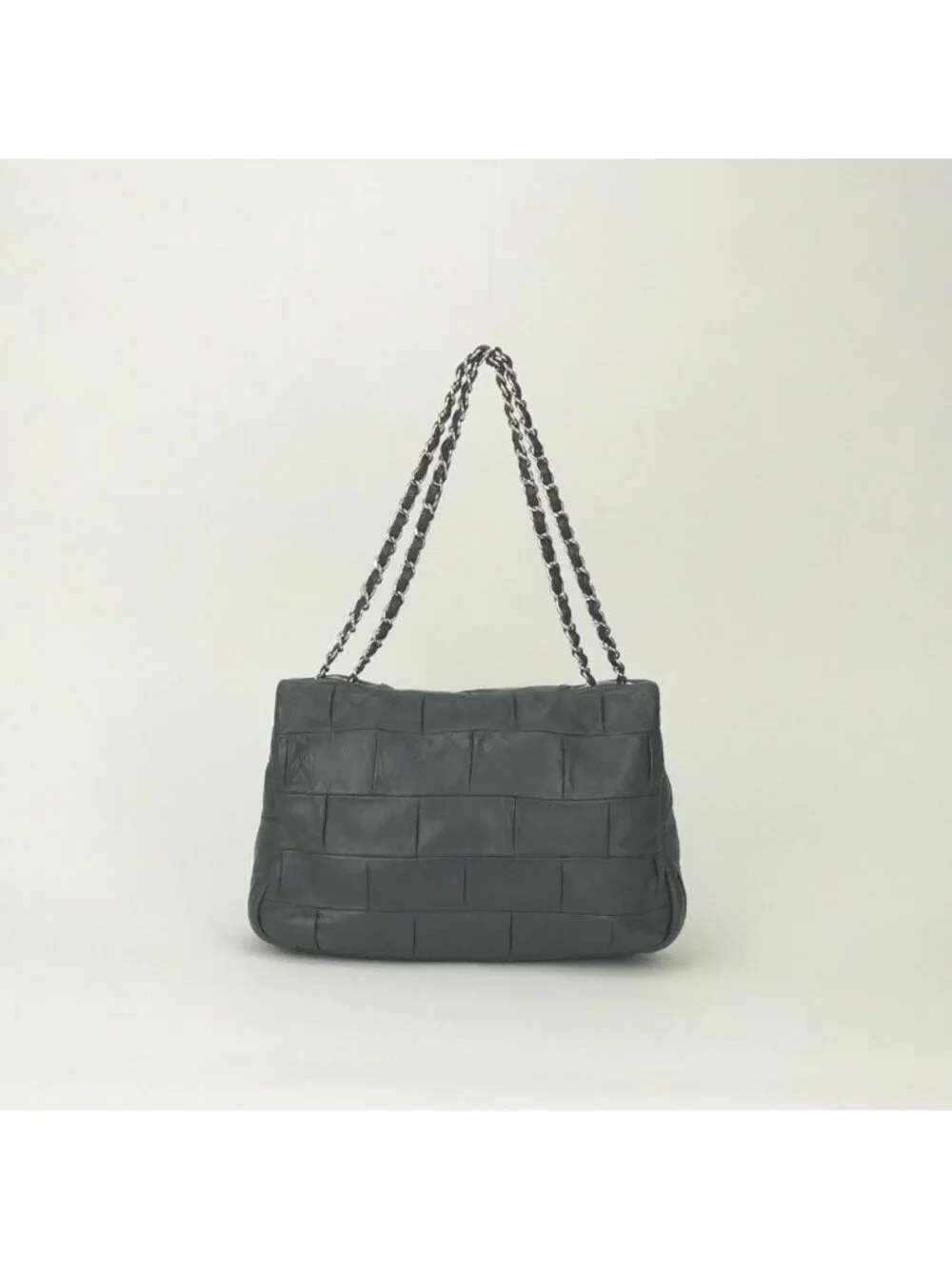 Chanel 2.55 Line Shoulder Bag Calfskin Gray Glay Silver Chain